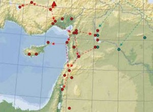 distribution of Cappadocian obsidian to the west through Anatolia down to the coast and down the Levant